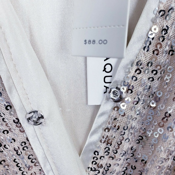 Aqua Long Sleeve Sequined Crossover Romper Small - Picture 8 of 8